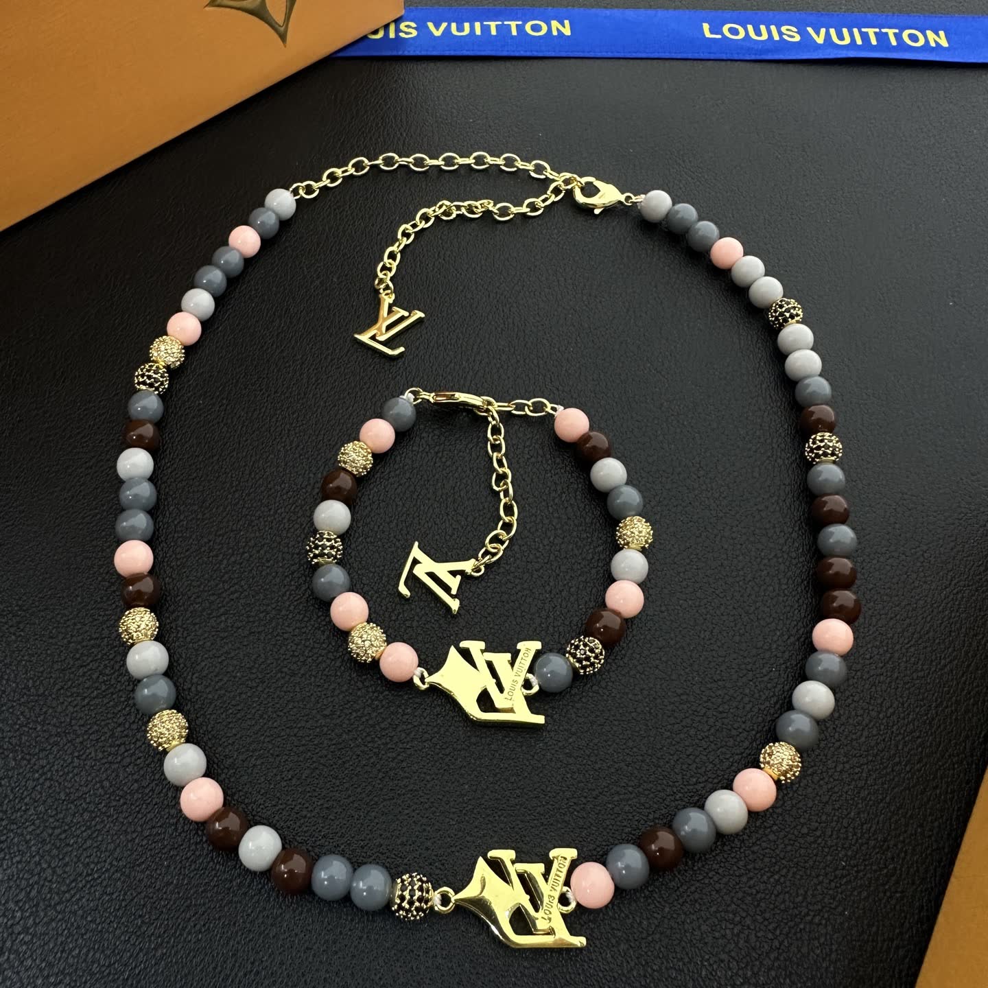 Louis Vuitton Beaded Necklace and Bracelet Set